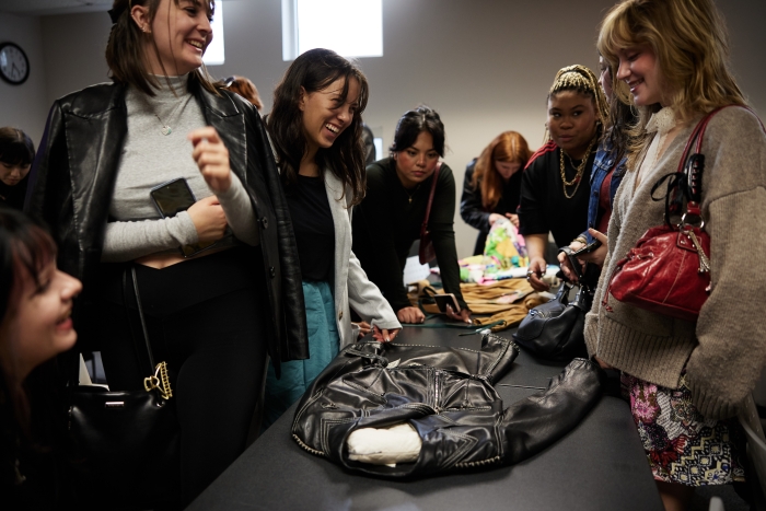 ASU FIDM students getting hands-on with archival garments from the ASU FIDM Museum Study Collection. 