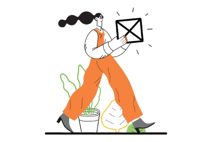 Illustration of one person carrying a box