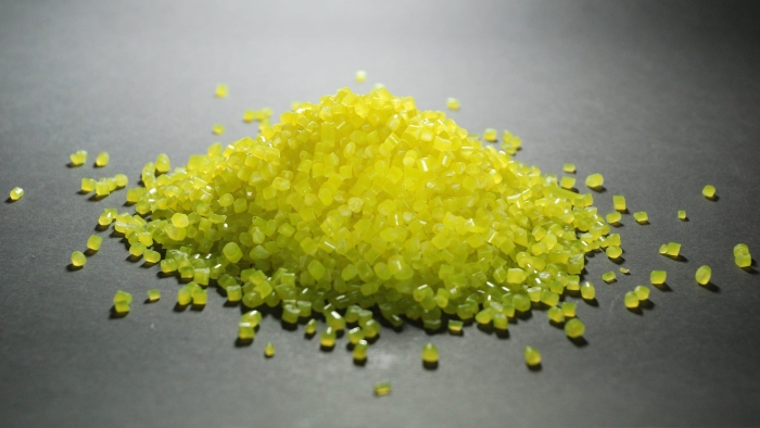 A pile of yellow polymers