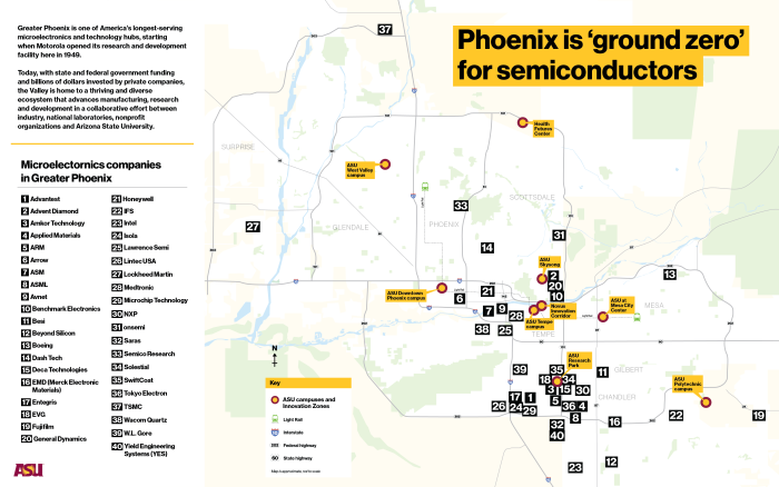 Map of semiconductor businesses in Phoenix