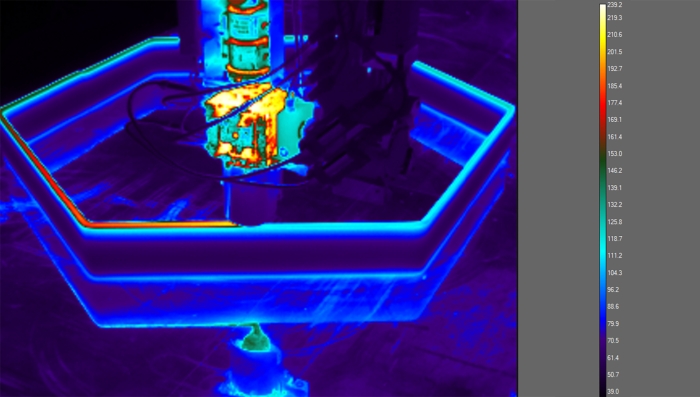A thermal image of 3d printing in progress