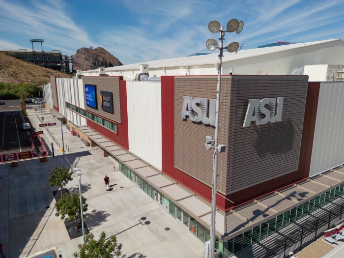 The outside of ASU's Mullett Arena