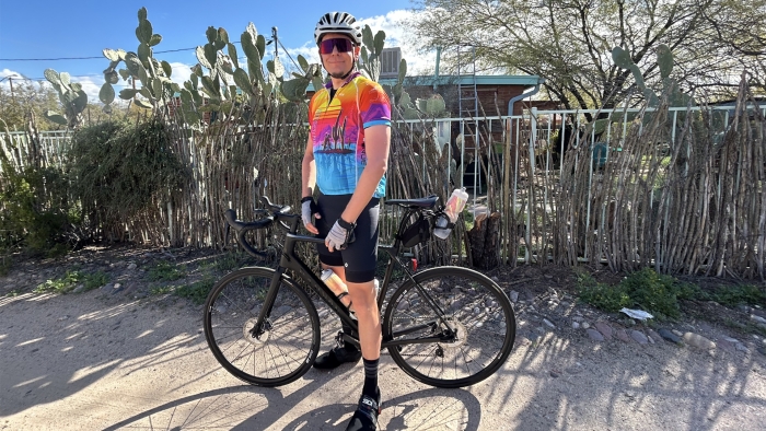 Robert Heinrichs with his bike.