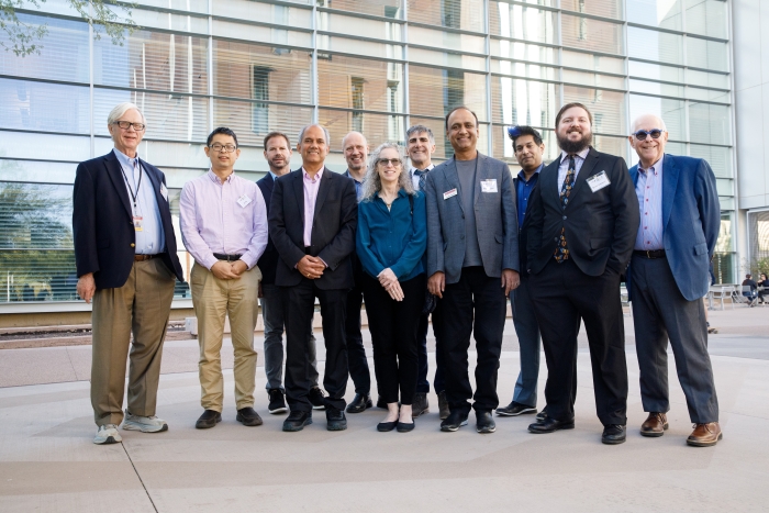 Portrait of Symposium speakers outside Biodesign.