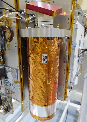 ShadowCam instrument installed on the Danuri spacecraft inside the KARI assembly clean room.