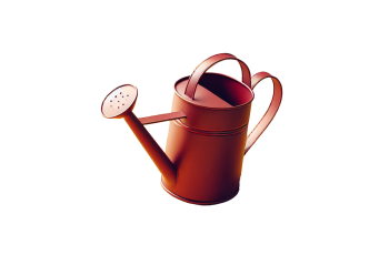 A maroon watering can