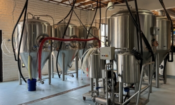 Brew kettles at a brewery