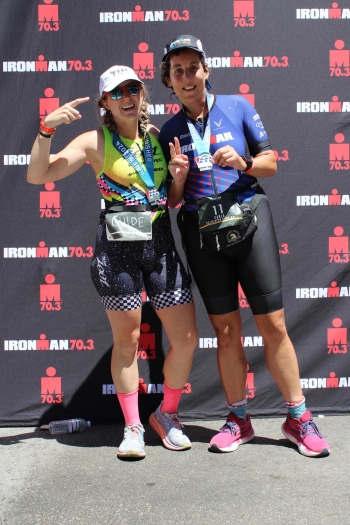 ASU professor Samantha Calvin and Carla Simon at 2024 Des Moines half marathon