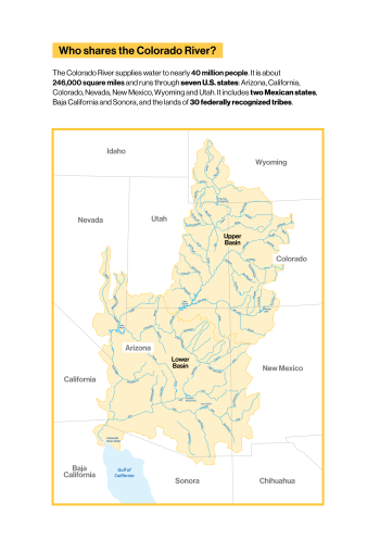 Map of the area of the United States covered by the Colorado River.