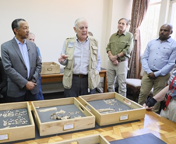 Johanson and Haile-Selassie at National Museum of Ethiopia