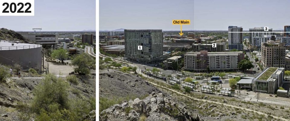 Partial panoramic view of downtown Tempe in 2022