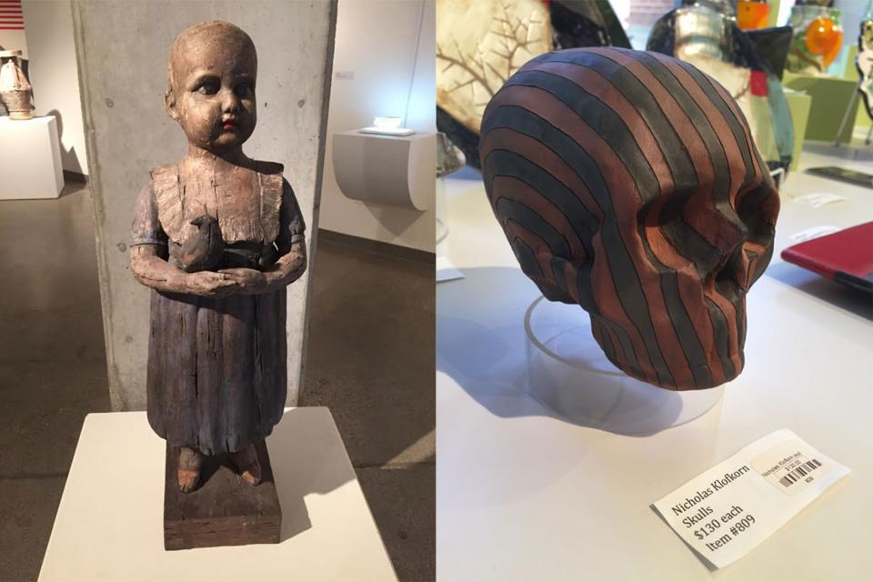 Ceramic doll and ceramic skull