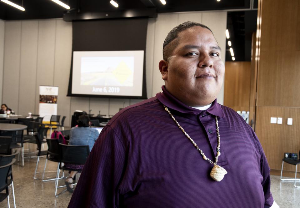 Rodney Aguilla, a senior in The College's American Indian Studies program, came to Graduate Pathways to learn more about advanced degree options. 