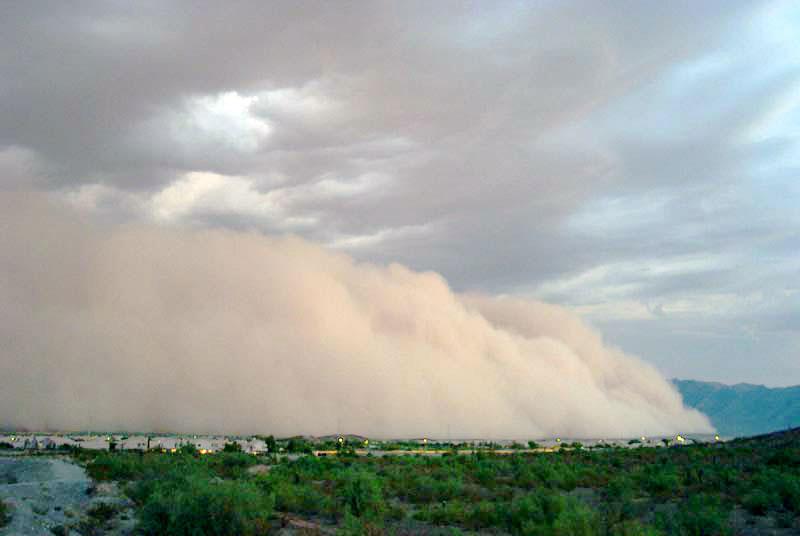A haboob, or dust storm, blows in over Phoenix, Arizona. 
