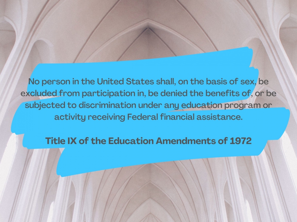 No person in the United States shall, on the basis of sex, be excluded from participation in, be denied the benefits of, or be subjected to discrimination under any education program or activity receiving Federal financial assistance.