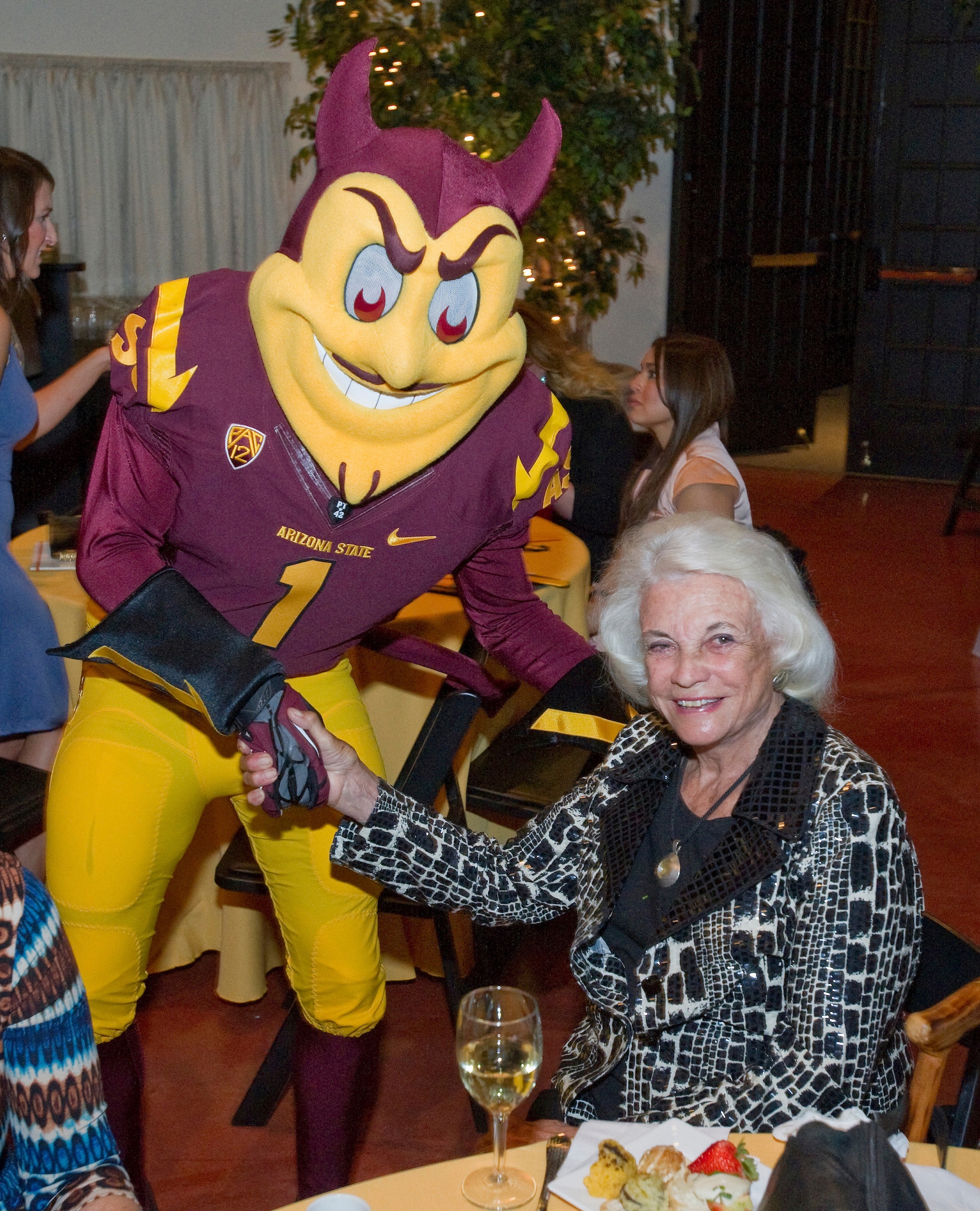 Sandra Day O'Connor with ASU mascot, Sparky