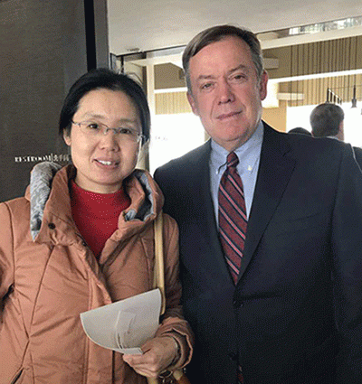 The mom of a Chinese ASU student meets President Crow in Beijing