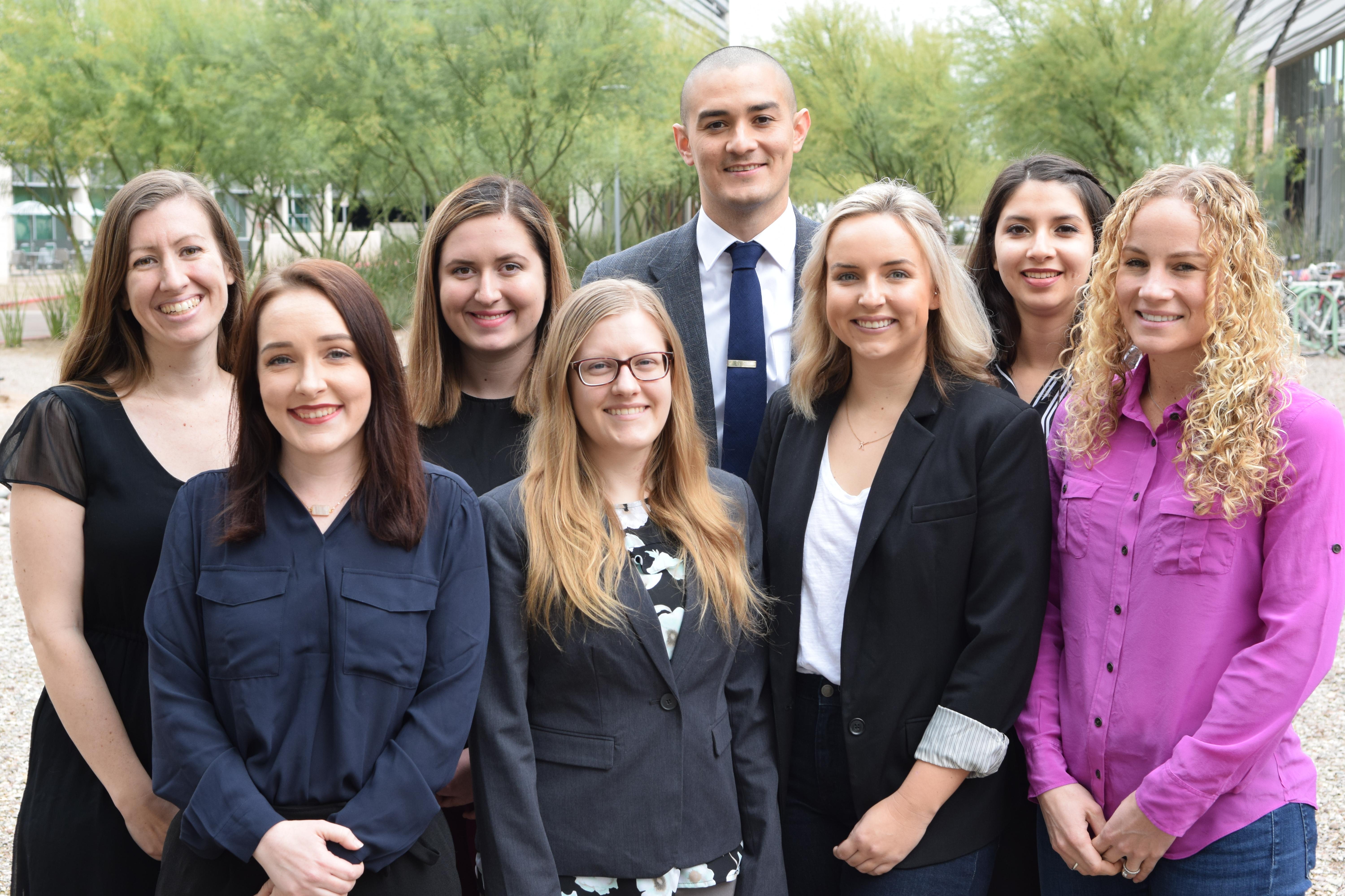 group photo of ASU College of Health Solutions professor Meg Bruening and seven ASU students in the TRANSCEND maternal and child nutrition program