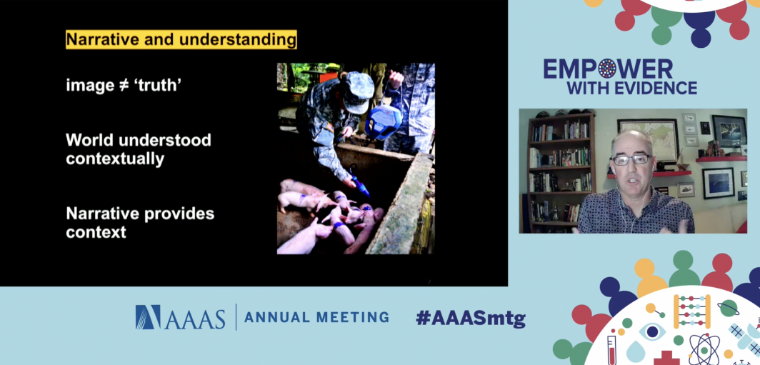 Dr. Scott Ruston presents a talk about disinformation campaigns at the AAAS meeting
