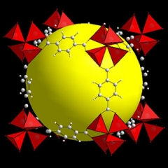 A yellow ball fills the inside of a chemical structure