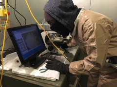 Vishaal Singh in a cold lab.
