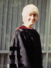 Older photo of woman in graduation gown