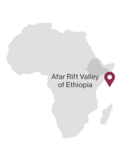 Map of Africa marking where the Afar Rift Valley in Ethiopia is