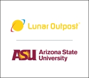 The Lunar Outpost logo above the Arizona State University logo