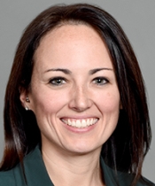 Woman with brown hair smiling