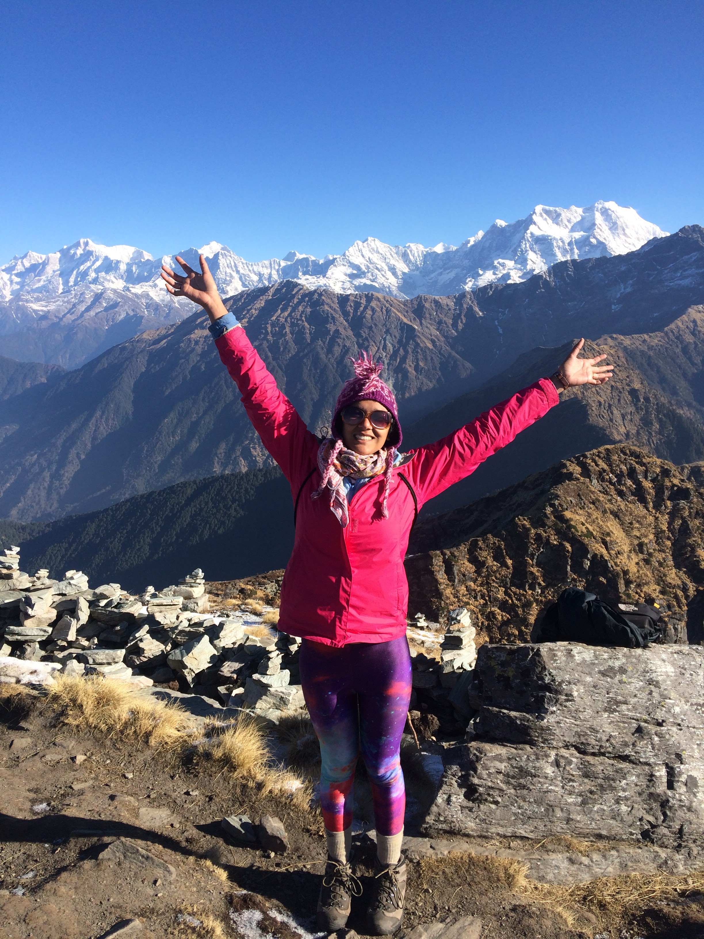 Courtesy photo of graduating ASU student Swatio Shrestha on top of a Himalayan peak.