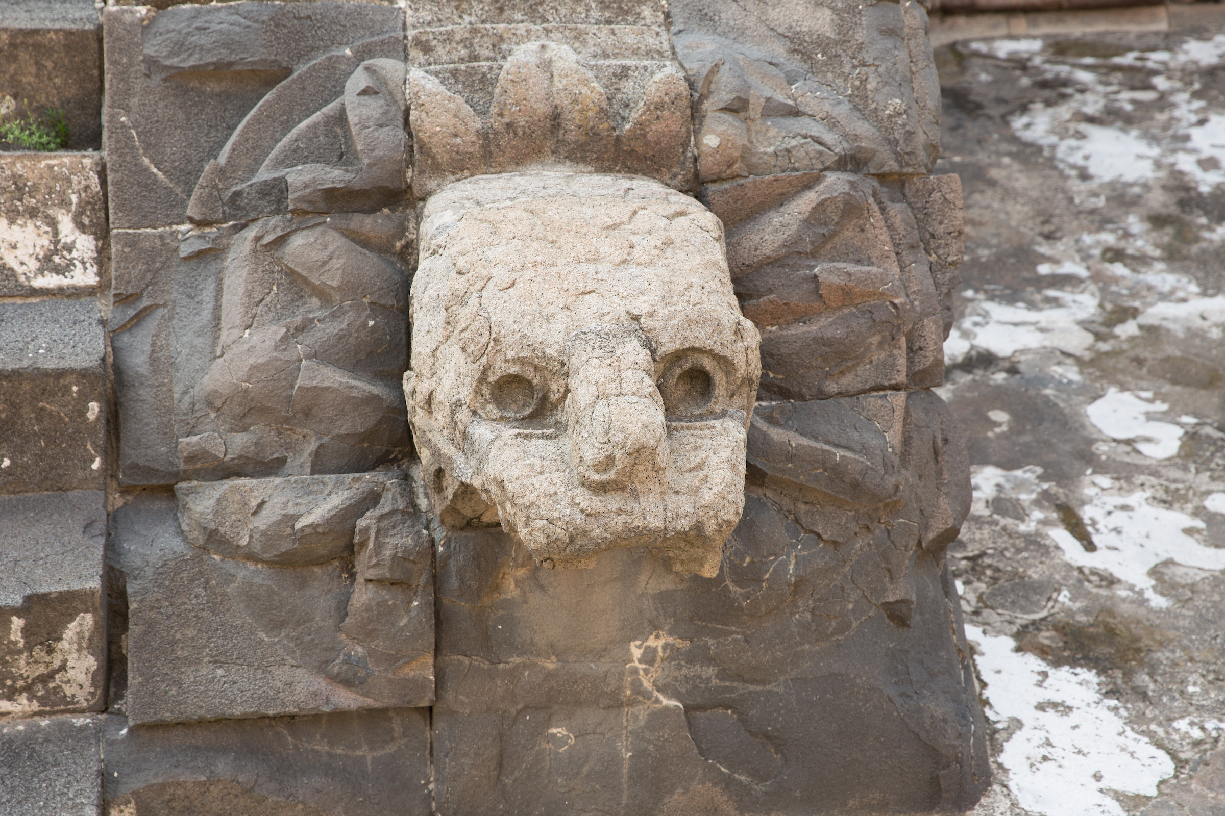 Serpent detail at a pyramid at Teotihuacan