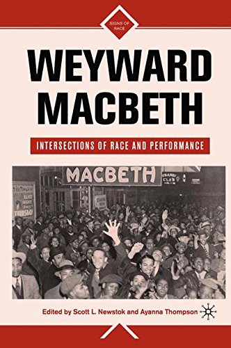Cover of "Weyward Macbeth" edited by Newstok and Thompson featruing a crowd outside a theatre
