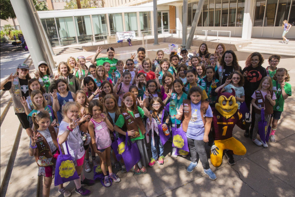 A group of Girl Scouts at ASU's GEAR Day