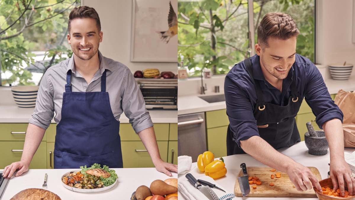 Man making food in kitchen