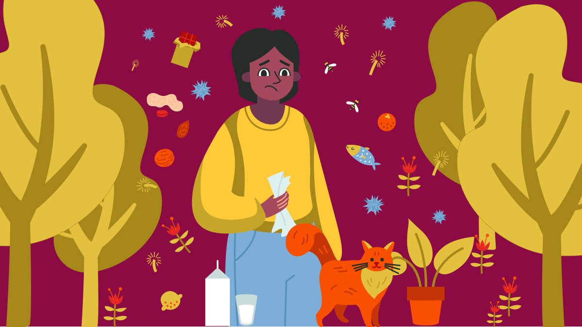 Colorful graphic showing a person outdoors.