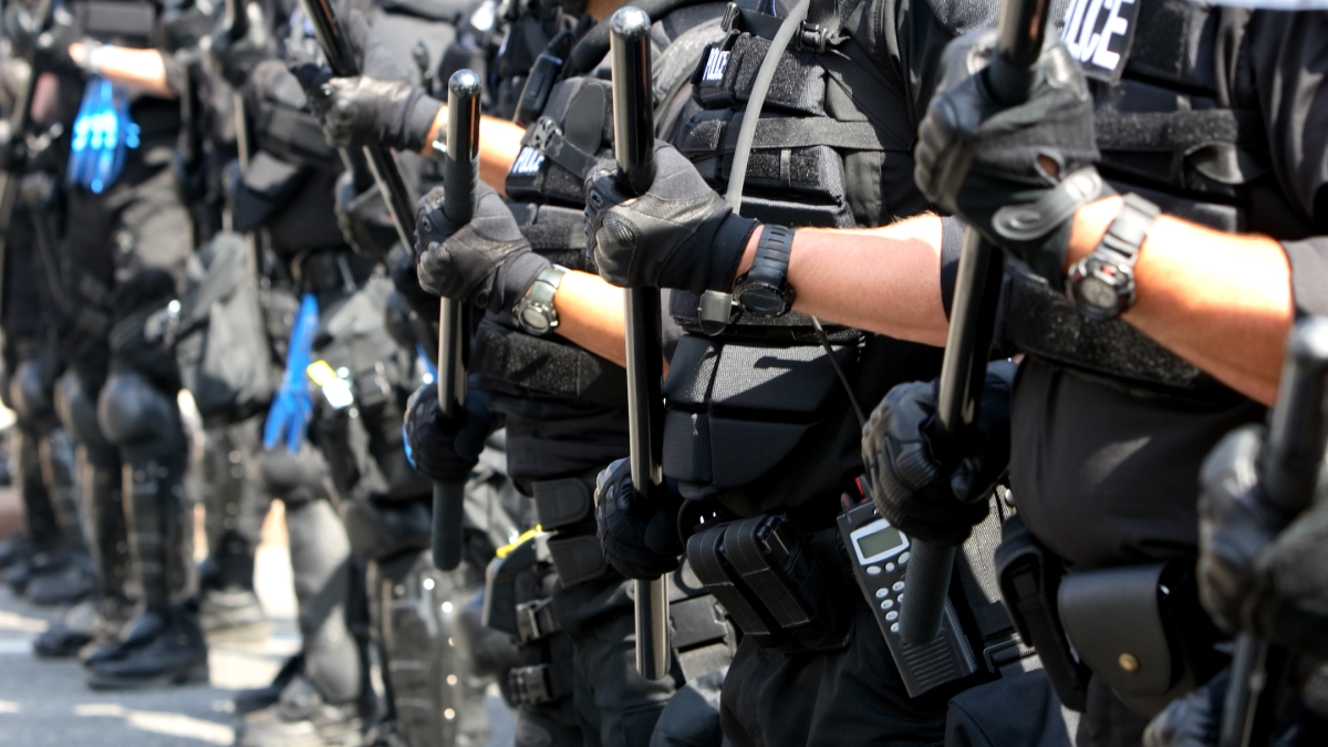 Police in riot gear