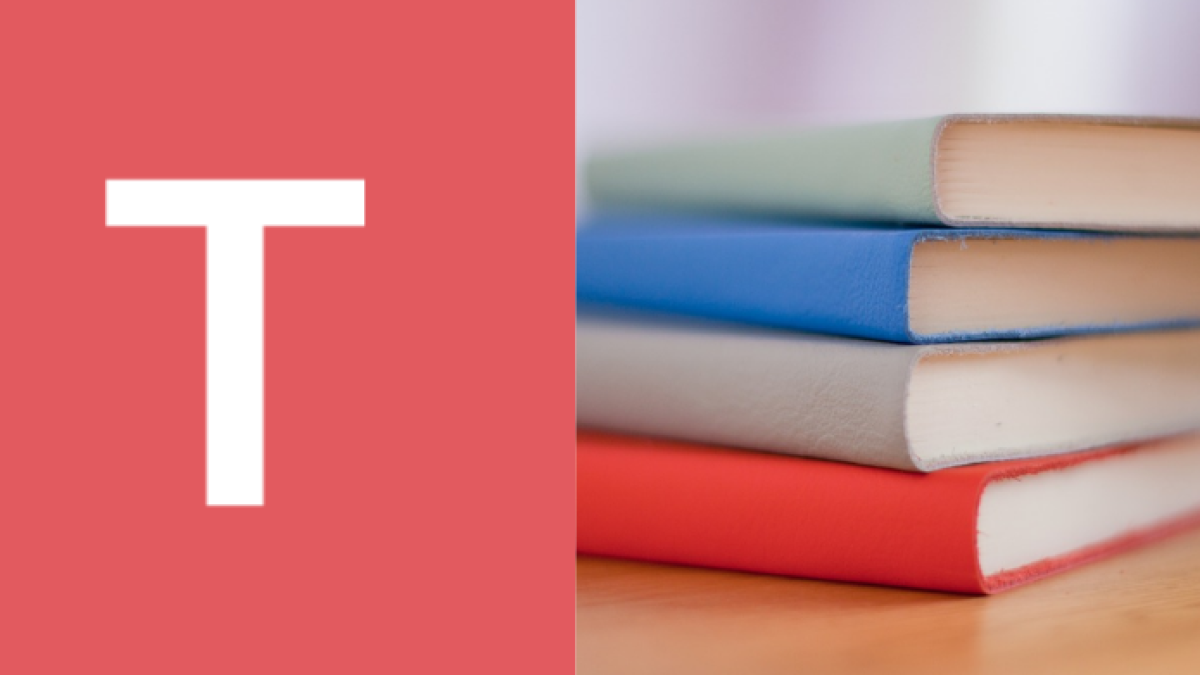 Stack of books on a table.