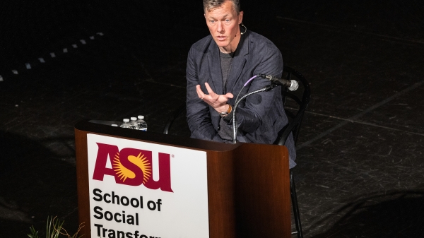 Person speaking behind ASU lectern