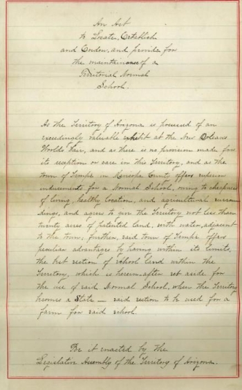 Creation of the Territorial Normal School